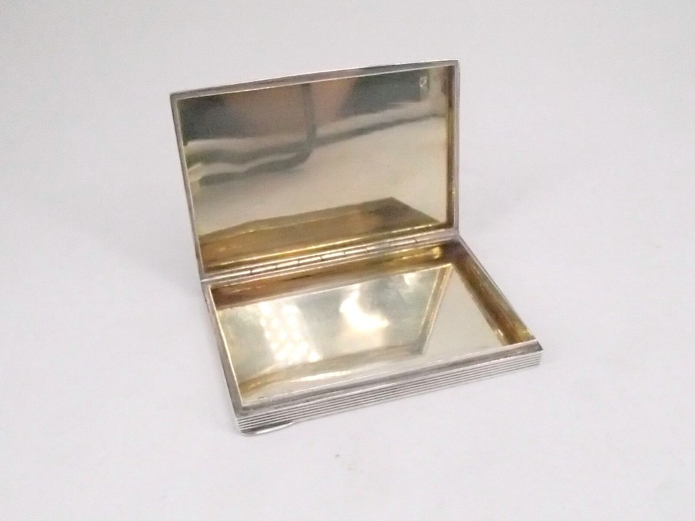 BEAUTIFUL RECTANGULAR CIGARETTE BOX SOLID SILVER VERMEIL ORIGIN FRANCE