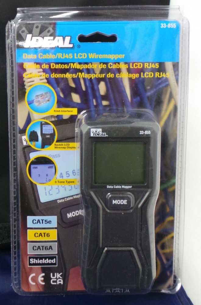 Ideal Electrical Data Cable/RJ45 LCD Wiremapper 33-855 BRAND NEW