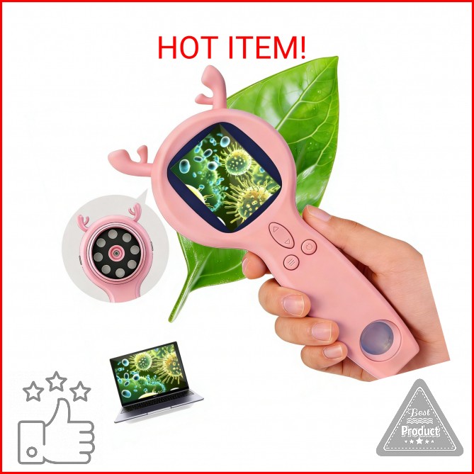 Handheld Digital Microscope, STEM Educational Science Learning Activity Kit, 500