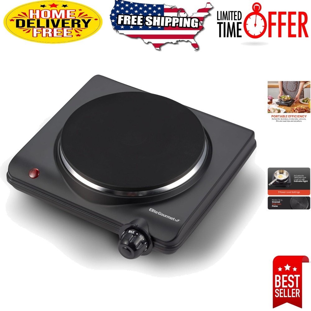 Portable Single Burner Electric Hot Plate with Adjustable Temperature Control