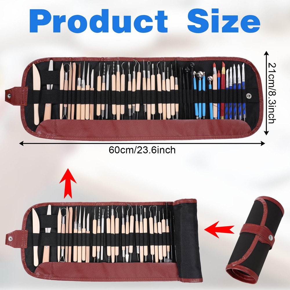 43 Pcs Pottery Tools for Sculpting Double Sided Ceramic Clay multicolor