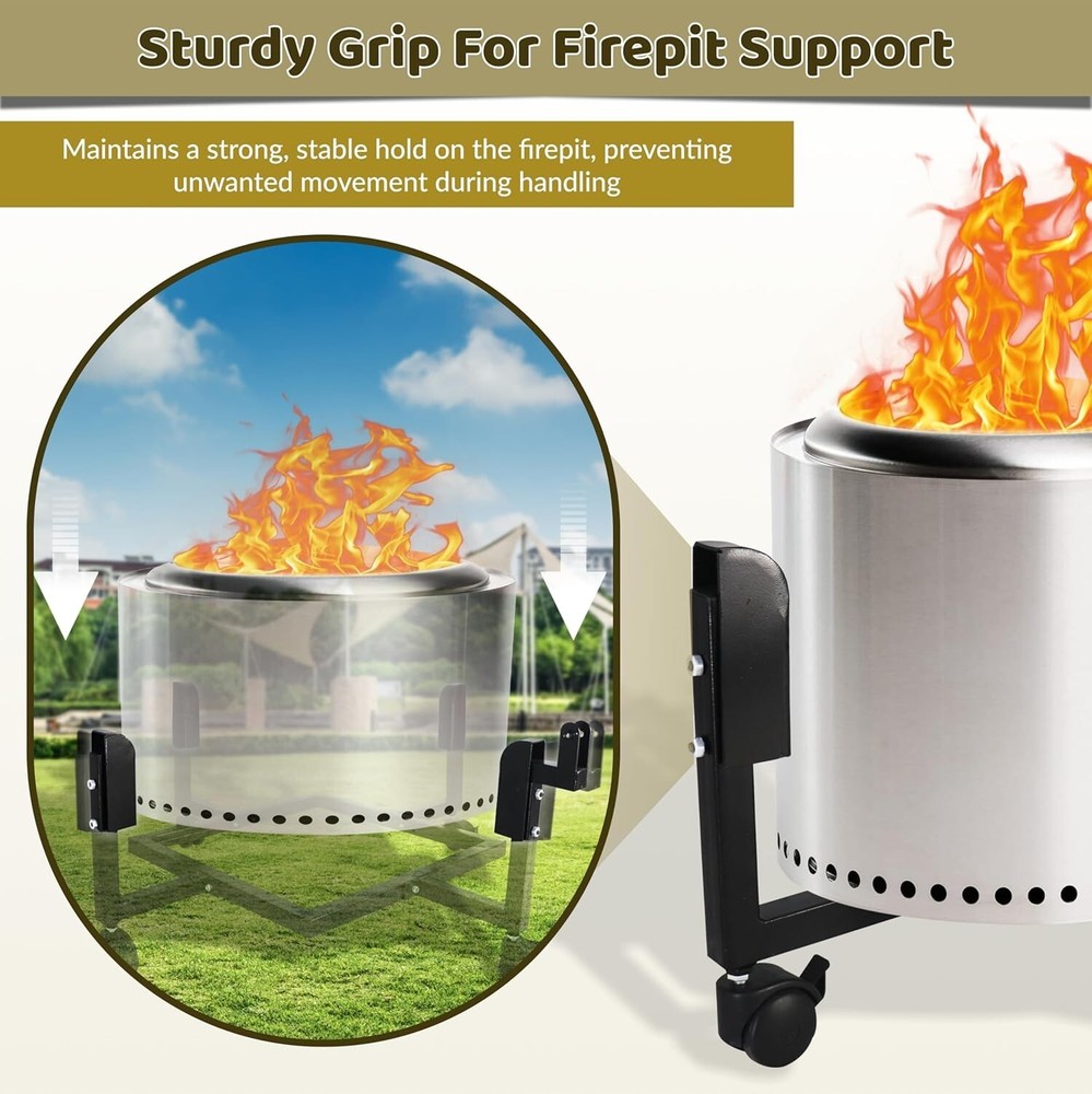 29.5" Firepit Trolley Stand with Telescopic Handle for 27" Smokeless Firepit