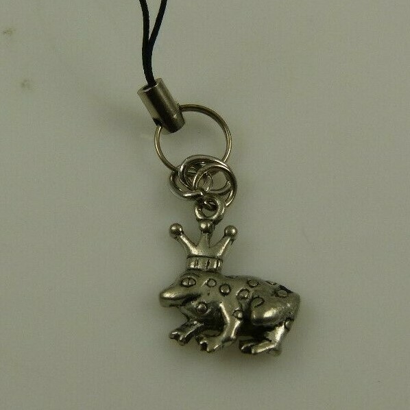 Frog Prince crown cell phone charm or purse strap finding