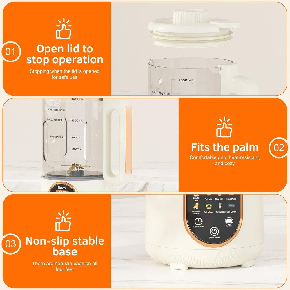 10-in-1 Automatic Nut Milk Maker Machine, 60oz Large Capacity with 𝟒𝟖 𝐓𝐢?...