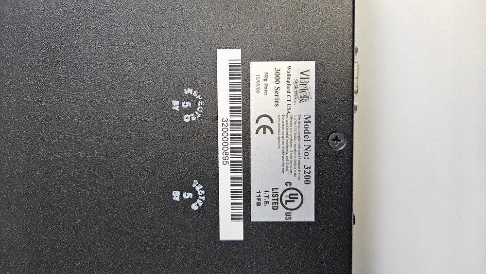 VBrick 3200 (3000 Series) Video Encoder/Decoder -Power Tested Only