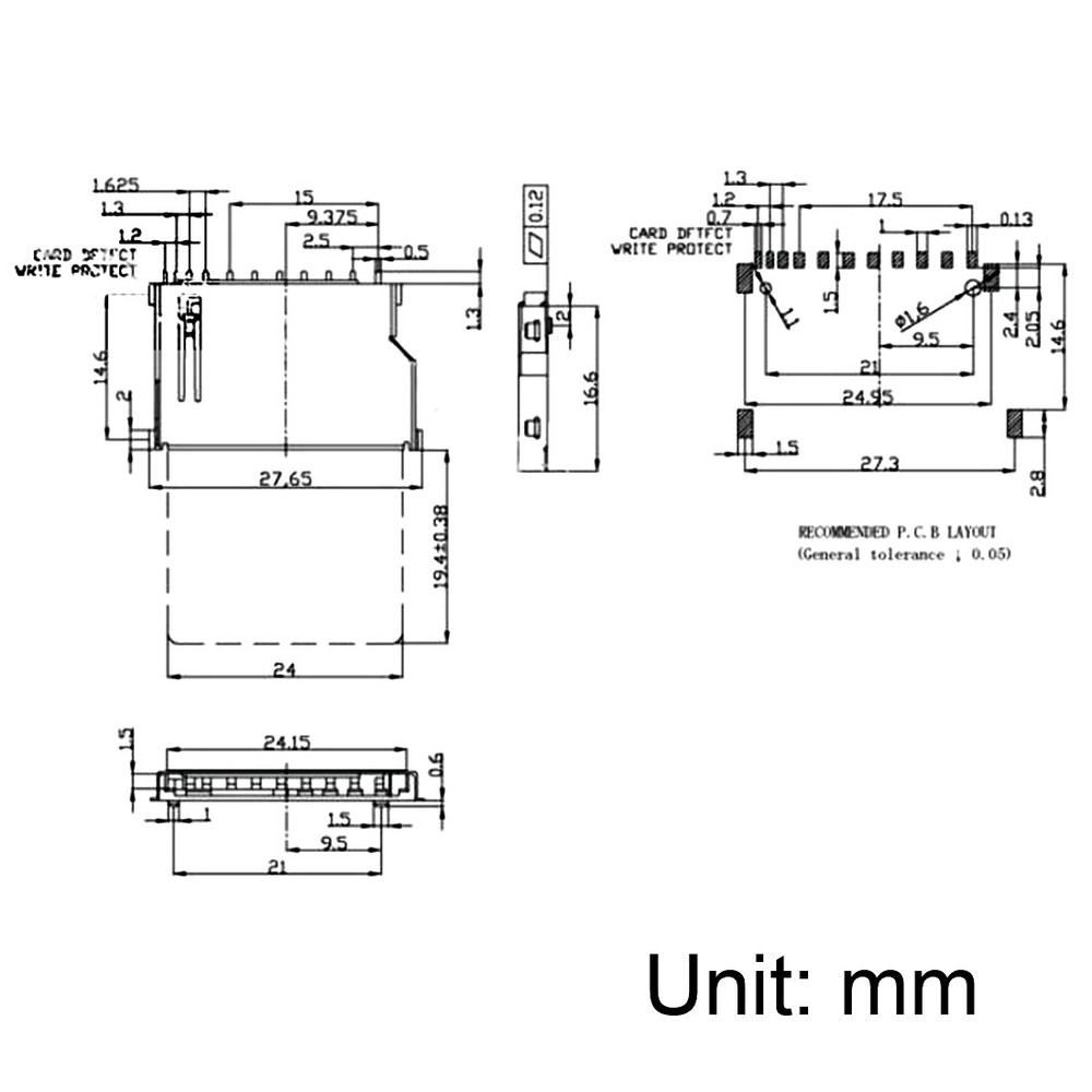 SD Memory Card Socket Short Body 11 Pin PCB Mount Connector 5pcs