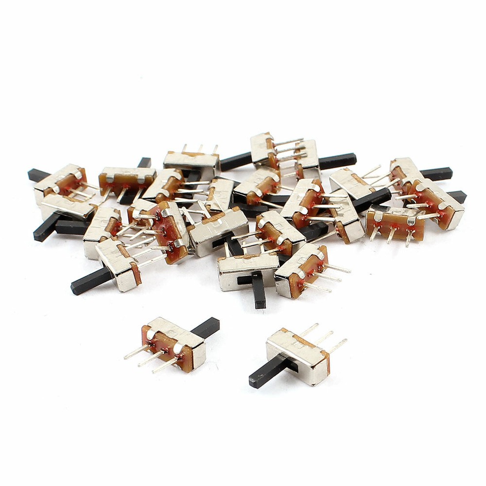 25 Pcs 3 Terminals PCB Mount 2 Position SPDT Horizontal Miniature Slide Switch