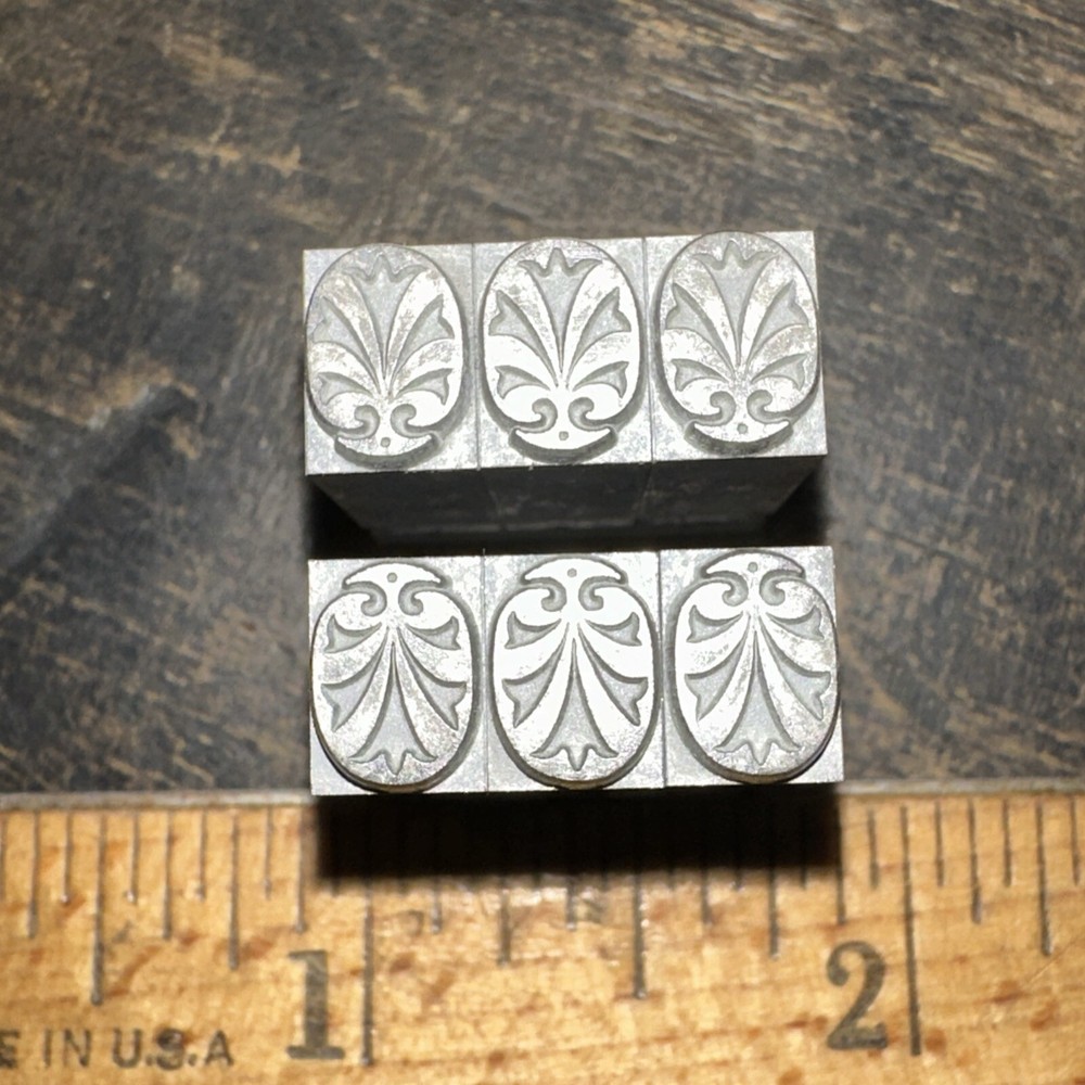 Printing Blocks ( 6 Ornamental Lead Borders ) Nice Lines!
