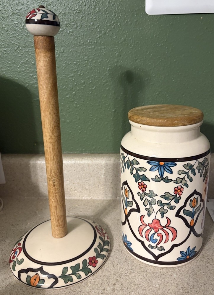 Ceramic Paper Towel Holder & Canister Set