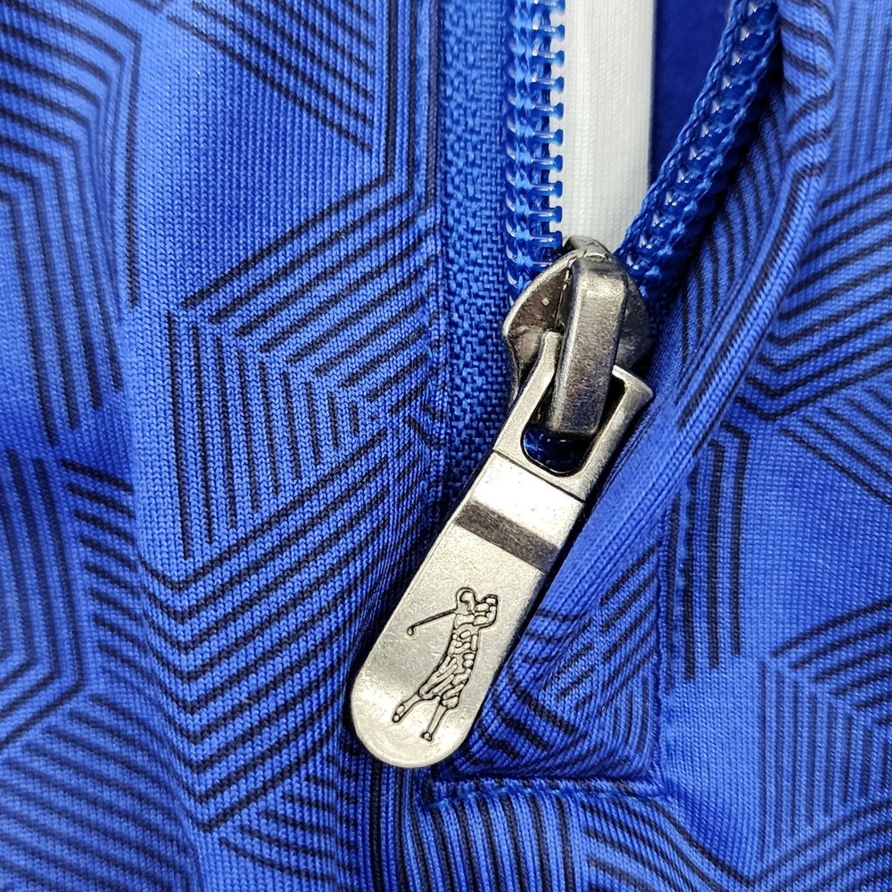 Bobby Jones Performance Pullover Mens Medium Blue Geometric Quarter-Zip Golfcore