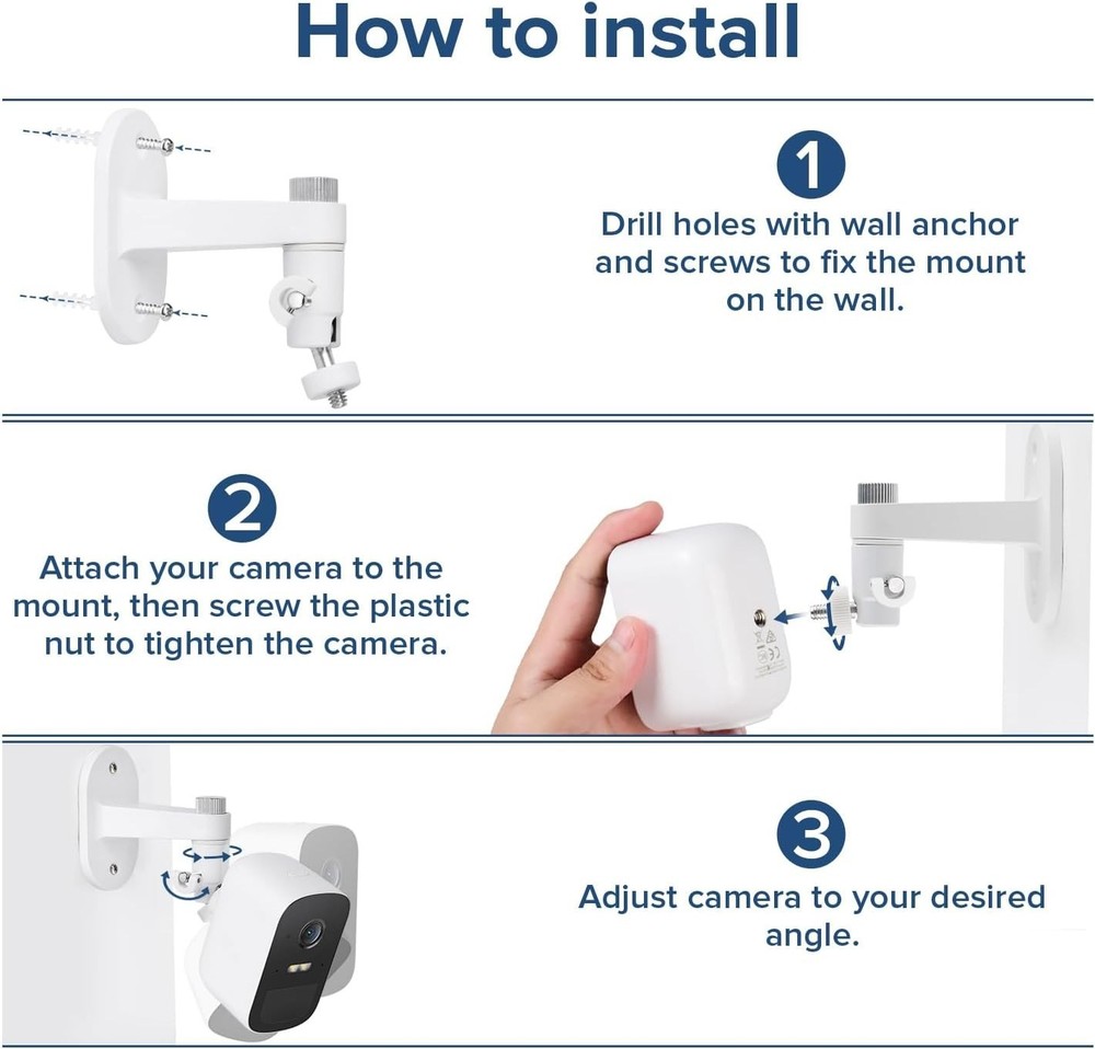 Adjustable Wall Mount for Eufy Cameras - 2 Pack for Optimal Surveillance