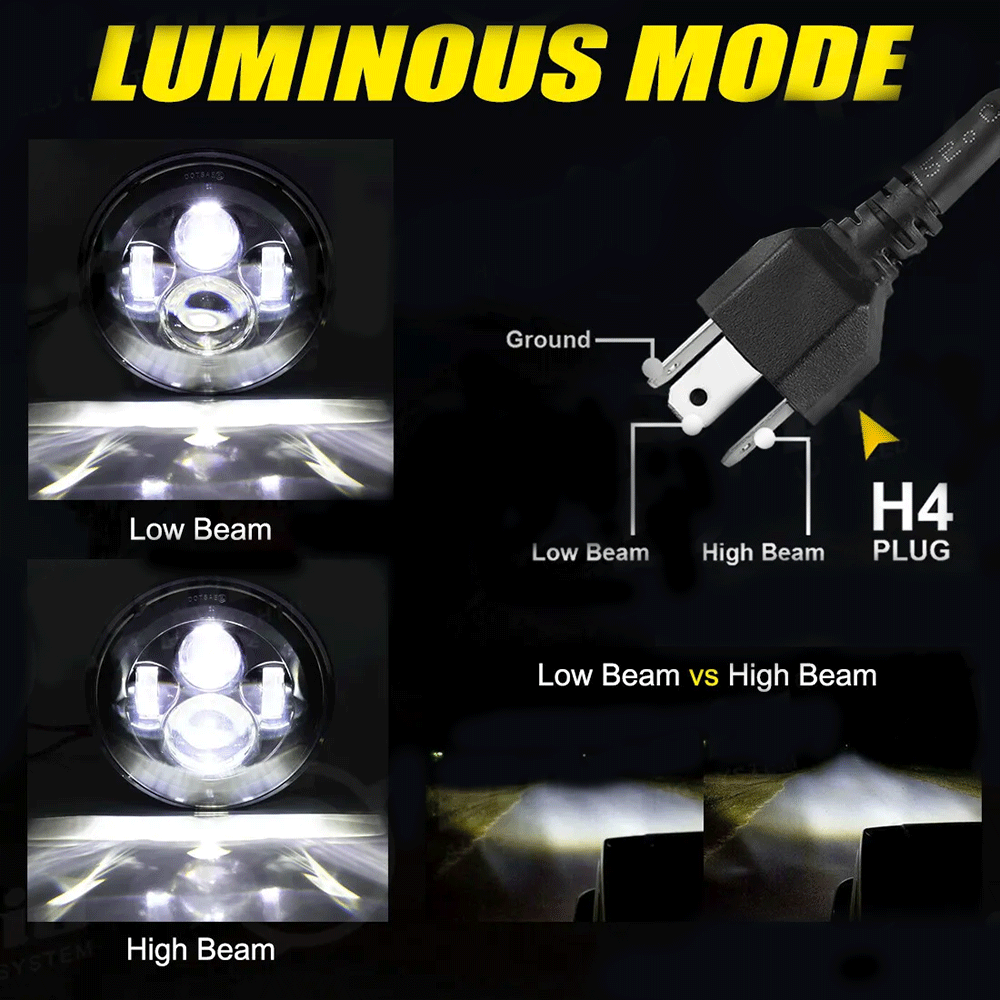 7"inch LED Headlight Projector Hi/Lo Beam for Yamaha V-Star XVS 650 1100 Classic