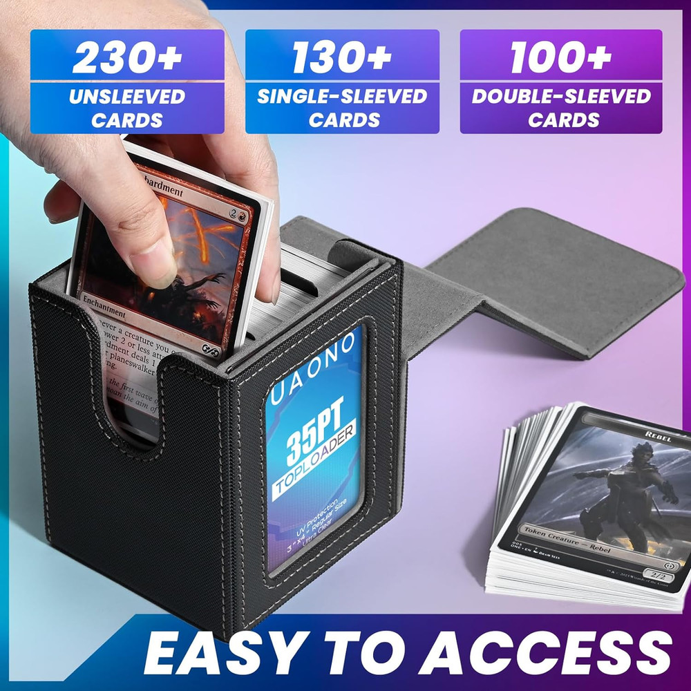 Card Deck Box with MTG Commander Display, Deck Case Holds 100+ Double-Sleeved Ca