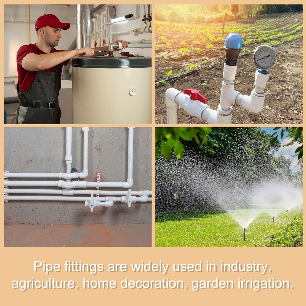 4pcs Tee Fitting 1/2" 6 Ways Connector Build Grade Pipe Coupling Gray