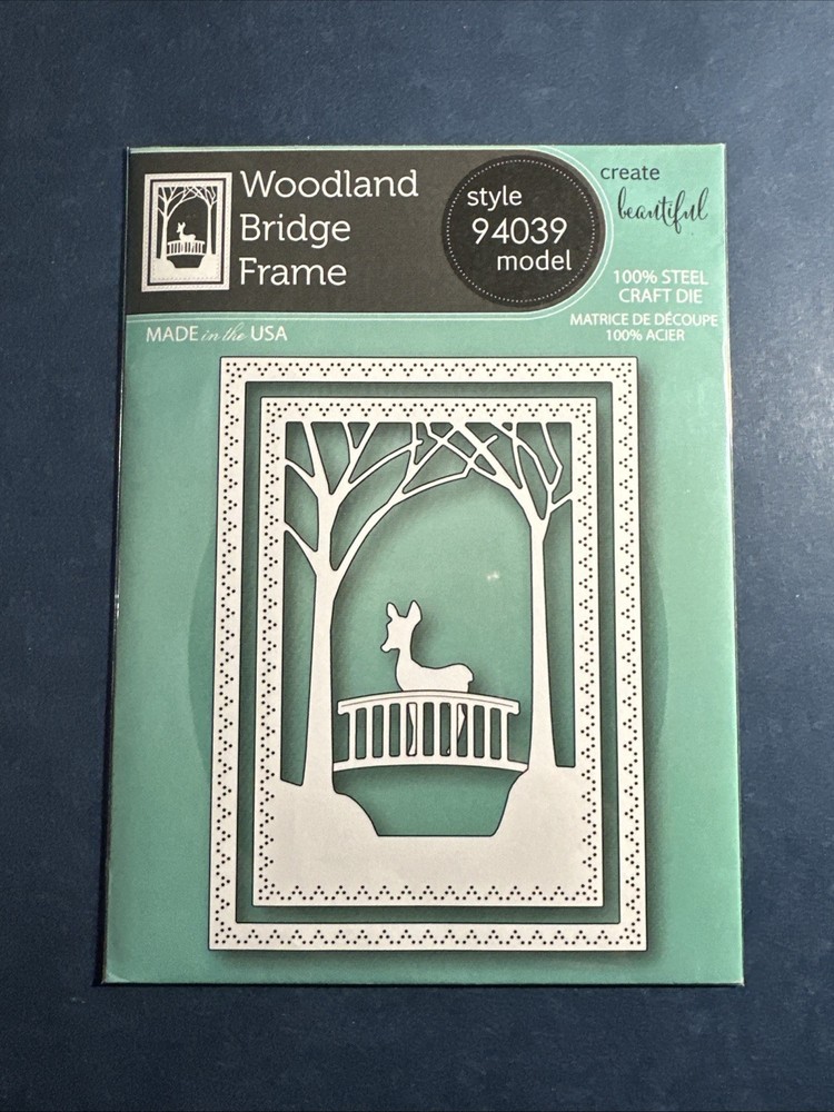 NEW! Memory box WOODLAND BRIDGE FRAME #94039, Deer, trees, frames