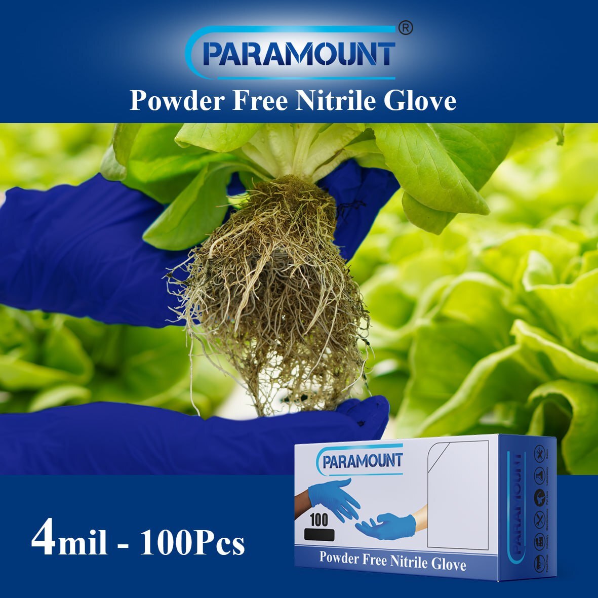 PARAMOUNT® Exam Nitrile Gloves Indigo Blue Powder Free 4mil 1000 PCS