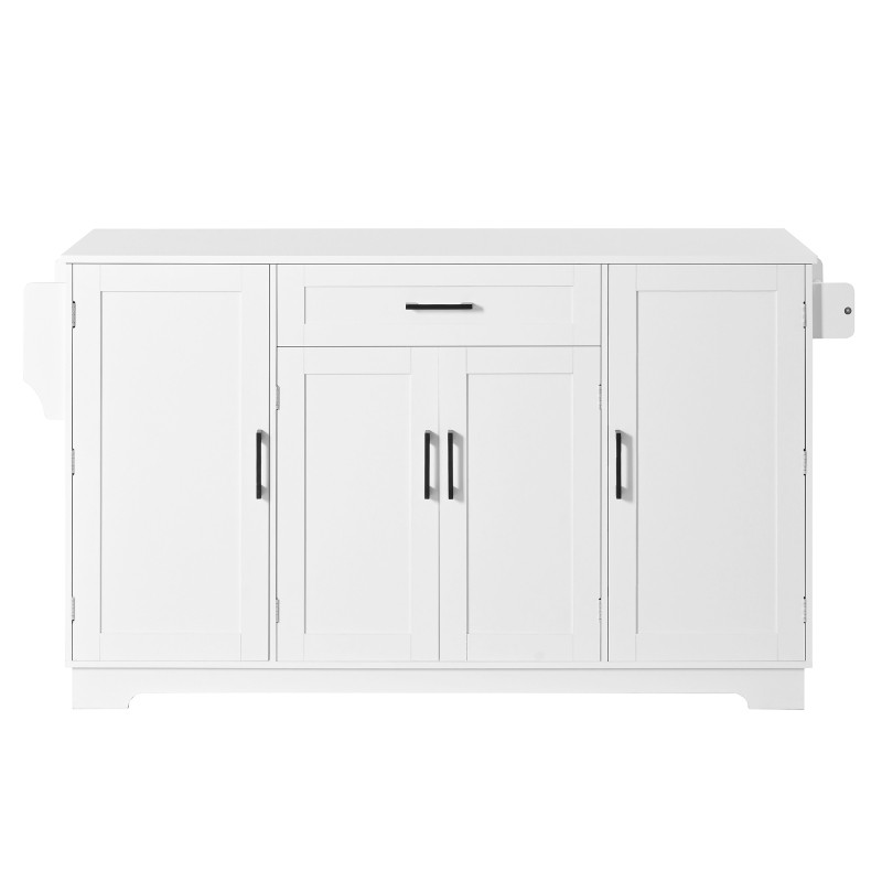 Fluted Buffet Sideboard Cabinet with Storage, Adjustable Shelves, Modern White