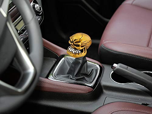 Skull Gear Stick Shift Knob, MT Car Shifter Handle Big Teeth Devil Gold