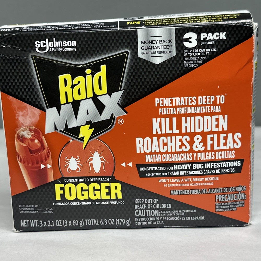 Raid Max Concentrated Deep Reach Fogger 3 Pack Roach Flea Killer New