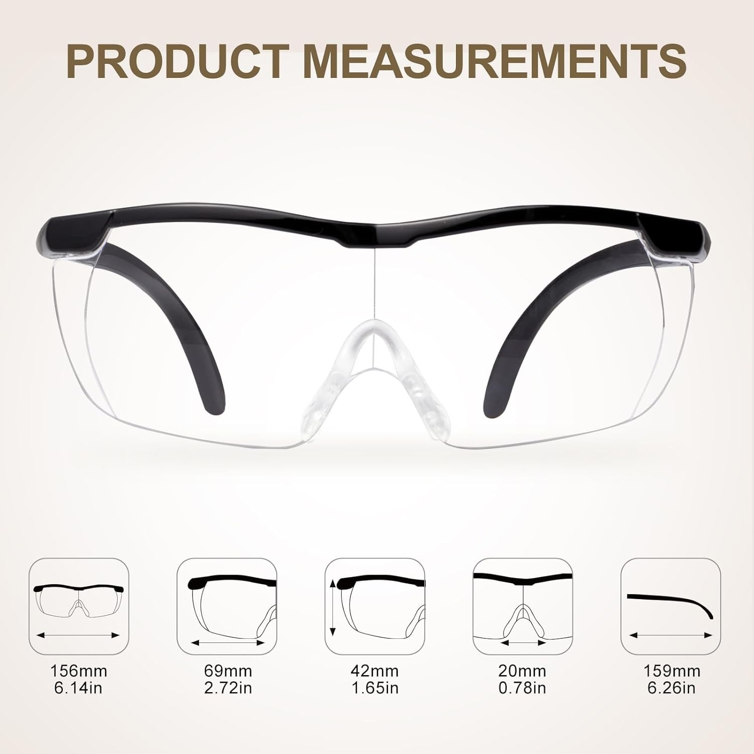 Big Vision Glasses HD Magnifying Eyewear Eye Care Make Everything Bigger Clearer