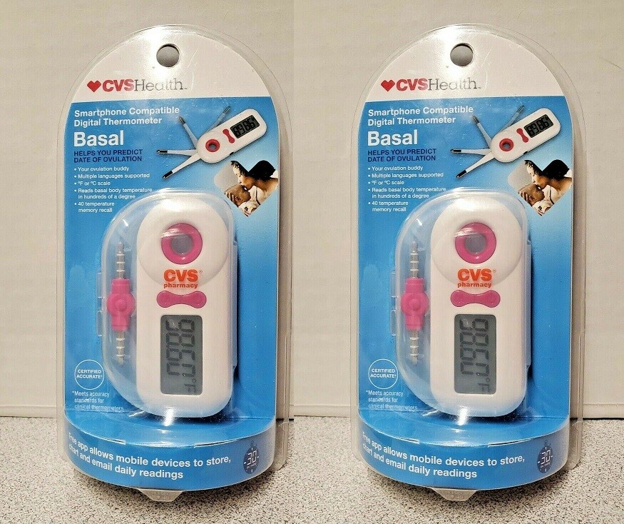 2 Pack- CVS Basal Digital Thermometer Smartphone Compatible