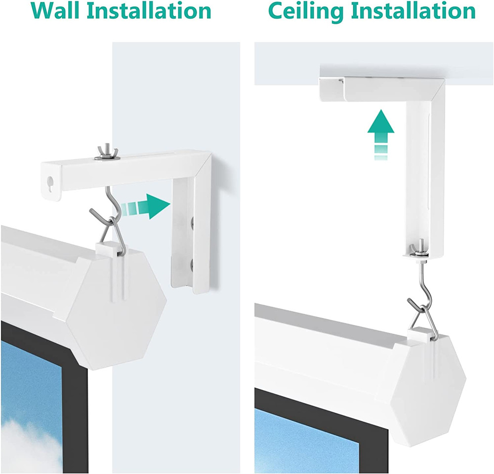 WALI Universal Projector Screen Ceiling Mount, Wall Hanging Mount L-Brackets, 6