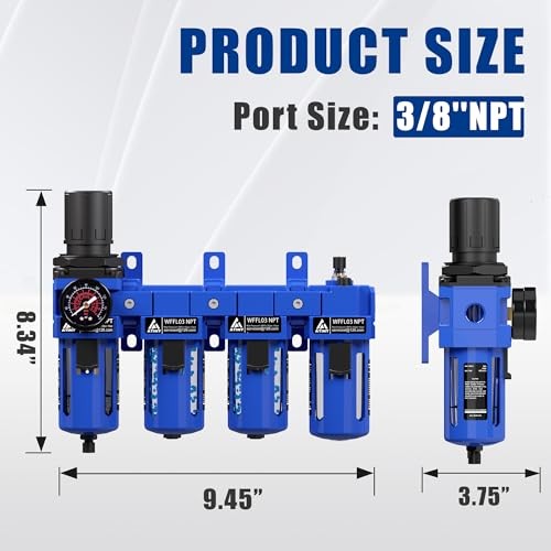 3/8" NPT Compressed Air Filter Regulator Lubricator Combo,Air Compressor Dryer