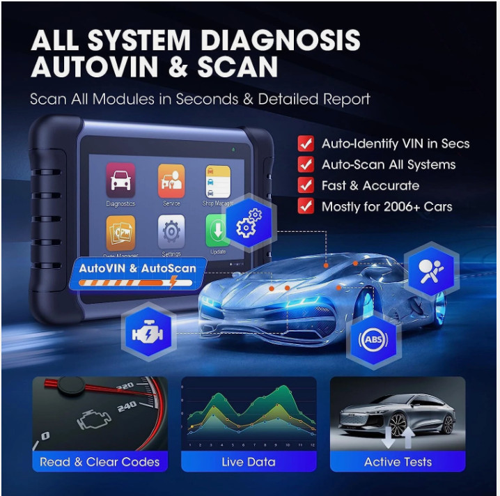 2026 Autel MaxiCOM MK808S Bidirectional Car Diagnostic Scanner Tool Key Coding