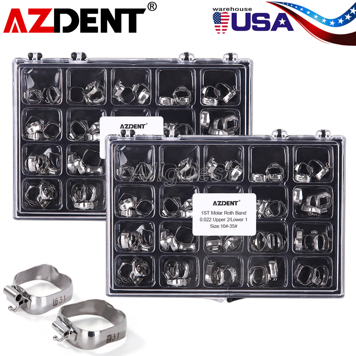 AZDENT Dental Orthodontic Buccal Tube 1st Molar w/ Bands Roth/MBT 022 16#-35# US