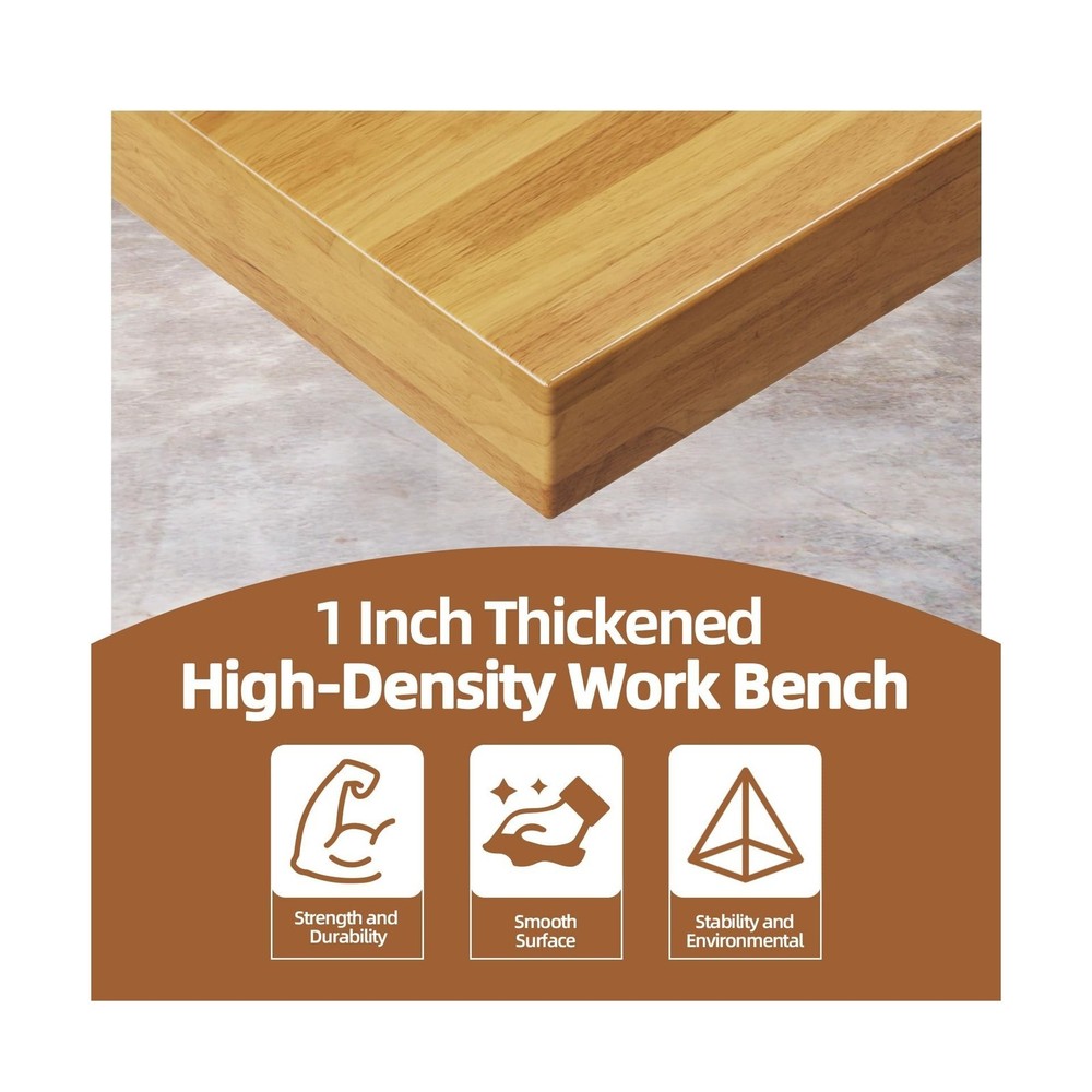 60'' Adjustable Workbench, Heavy-Duty Work Bench Table with Wheels and Power ...