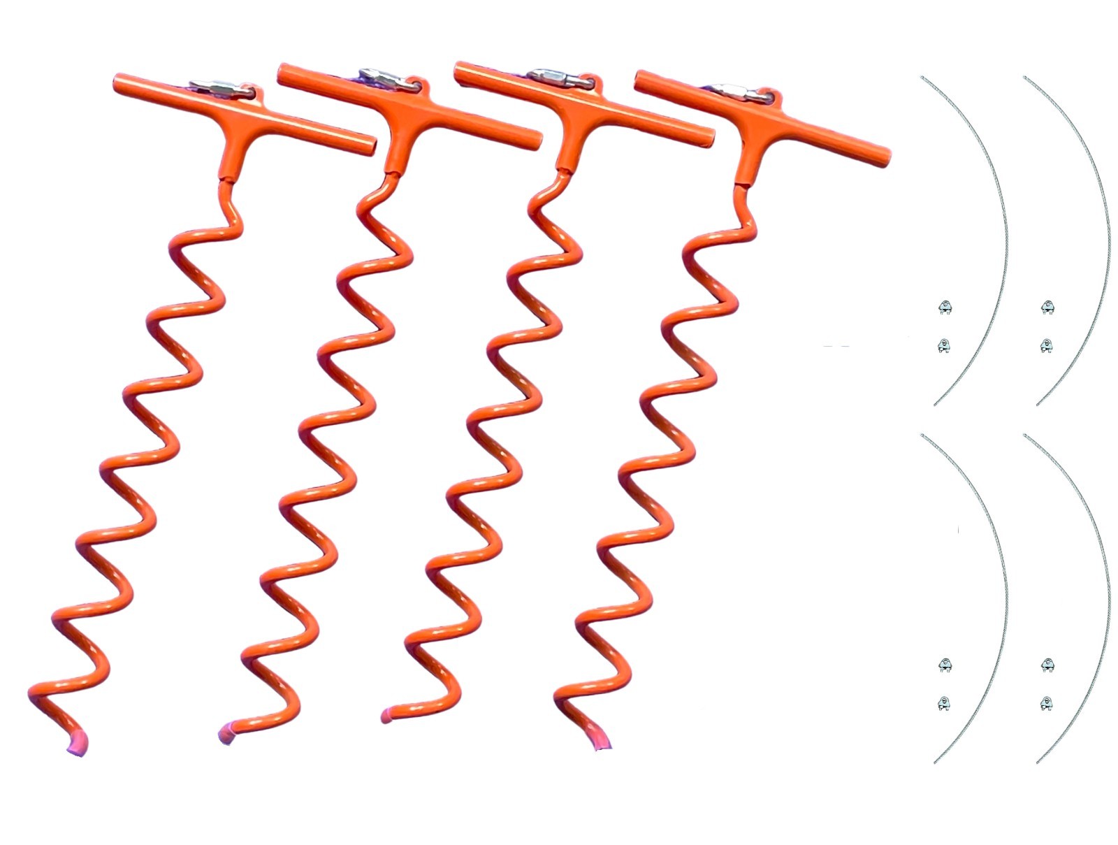 4 Screw in  Ground Anchors - Spiral Ground Stakes 18" - for Trampoline and more