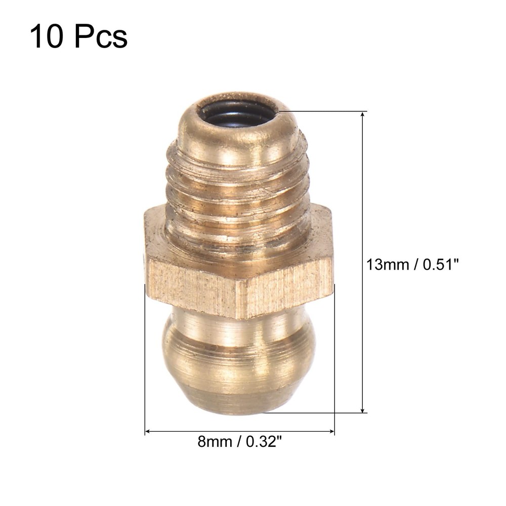 Brass Straight Grease Fitting 1/4-28 Thread 8mm Width Hydraulic