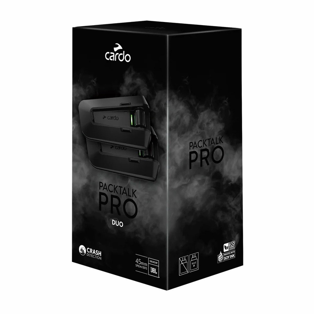 Cardo Packtalk Pro Duo Motorcycle Bluetooth Intercom Set – JBL Audio, Mesh, New