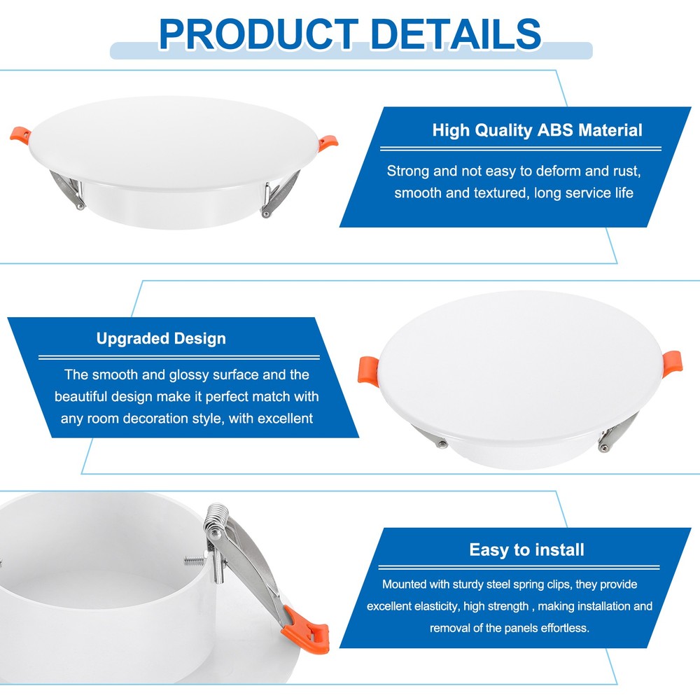 2Pack 7.3" Spring Ceiling Cover Plate Suitable for 5-7 " Round Hole, White