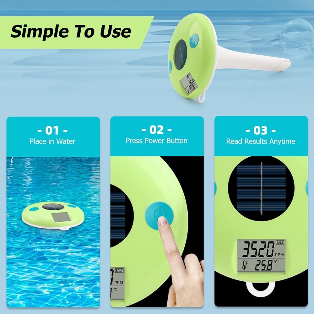 Salinity and Temperature Pool Thermometer with Reliable Waterproof Design