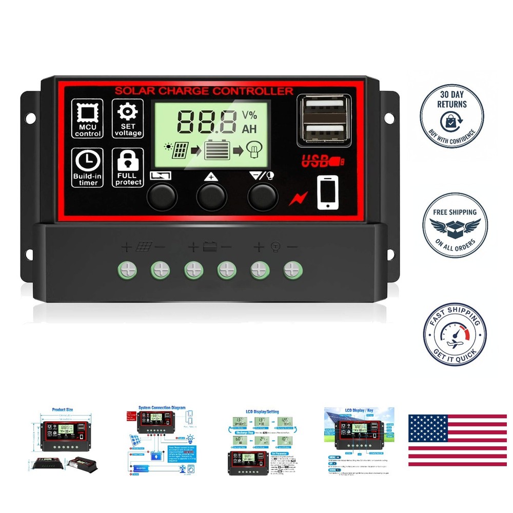 30A Solar Charge Controller with LCD – Efficient & Safe for Lead-Acid Batteries