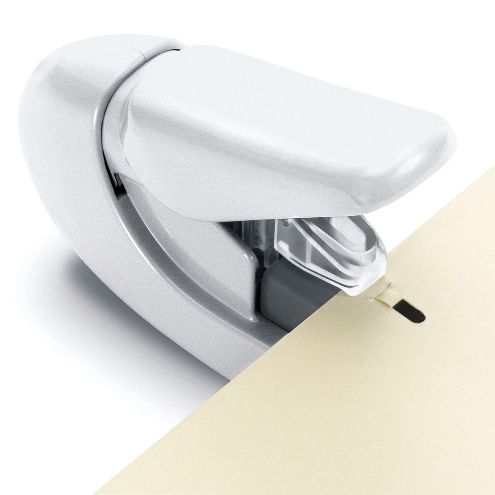 Plus Paper Clinch Compact Staple-Free Stapler Ivory White