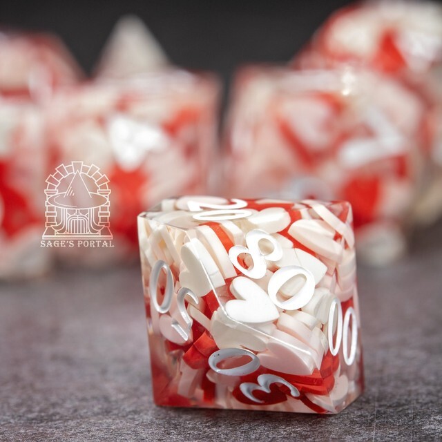 Sage's Exaltations - Pure Love Sharp Edge Resin Polyhedral Dice Set