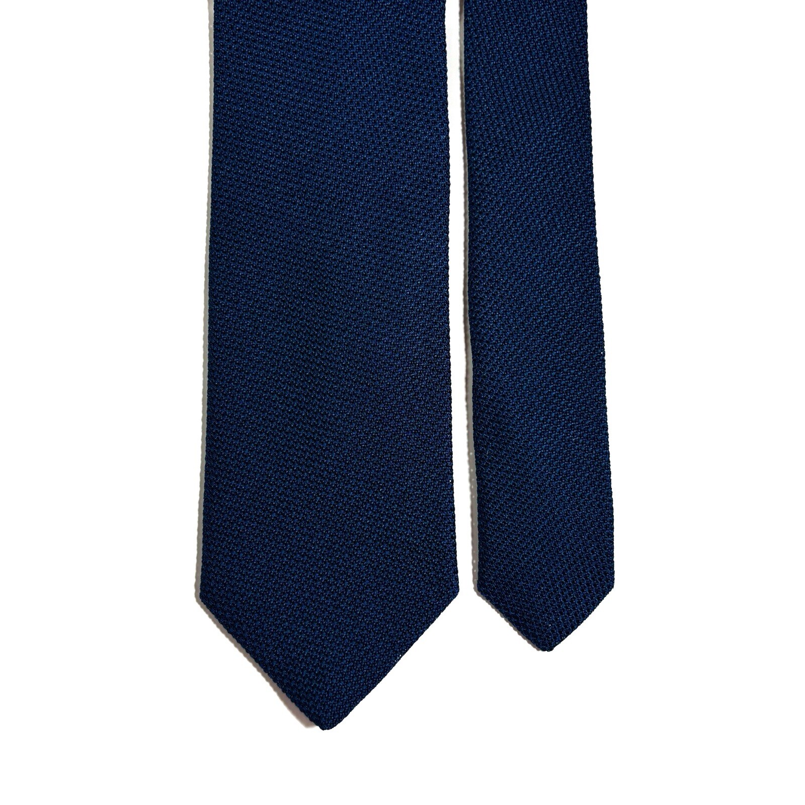Navy Blue Solid Silk Grenadine Tie Handmade in Italy, New