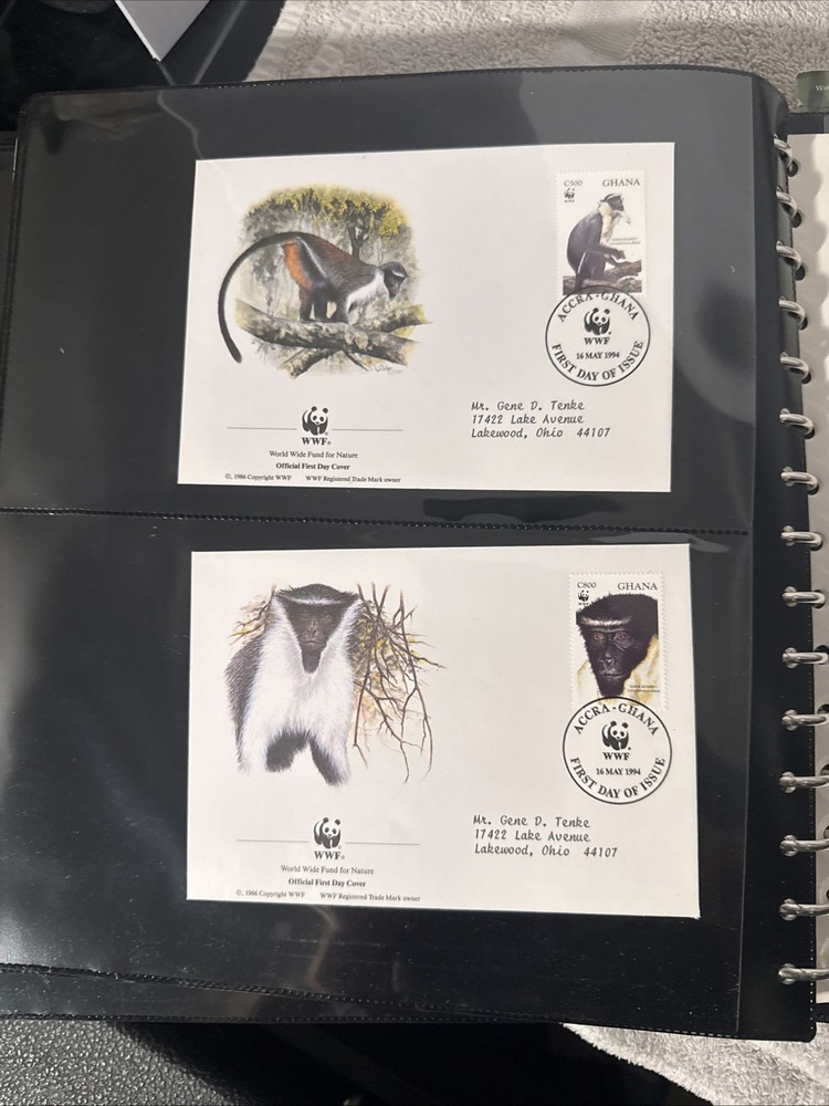 World Wildlife Fund Stamp Collection With Binder 34 Cards & Endangered Species