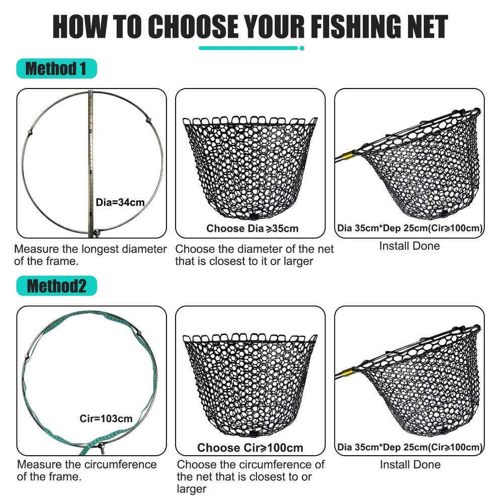 Fishing Landing Net Trout Replacement Netting Rubber Mesh Fish Fly Catching