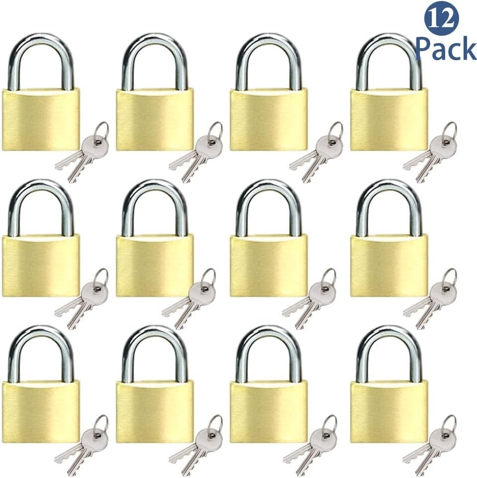 Solid Brass Same Keyed Padlock keyed Alike Locks of 25MM-12PACK, 25mm-12PACK