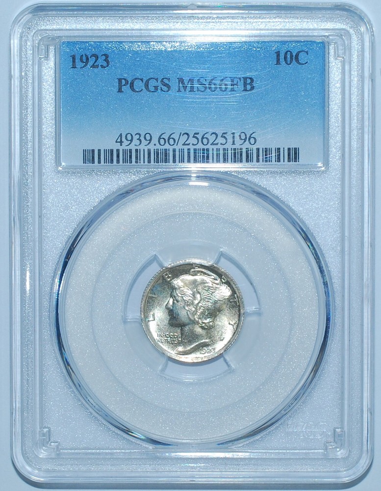 1923 PCGS MS66FB Full Bands Mercury Dime
