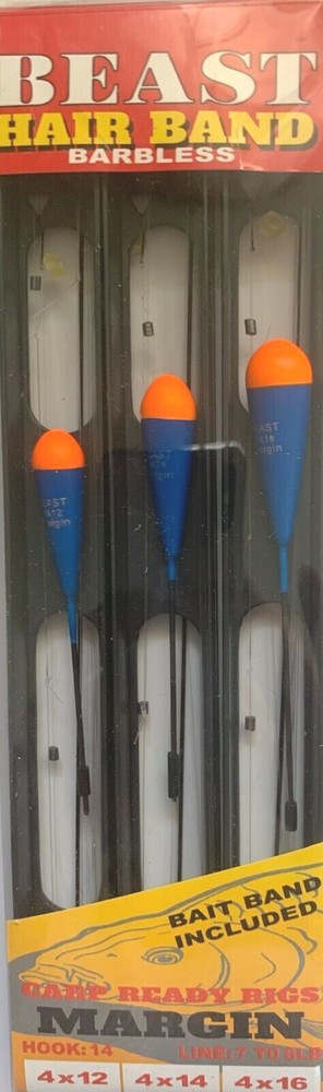 3 x Assorted Dinsmores Beast Margin Dibber Carp Pole Rigs. with Bait Bands.