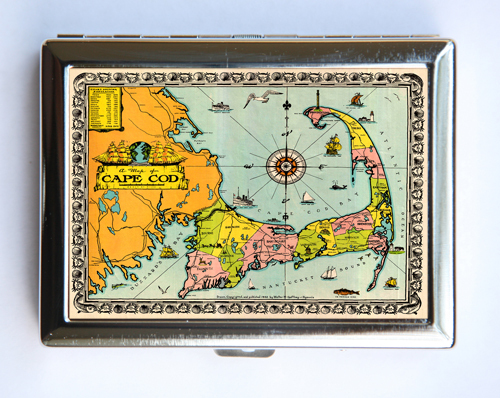 Cape Cod Cigarette Case Wallet Business Card Holder id case atlas map