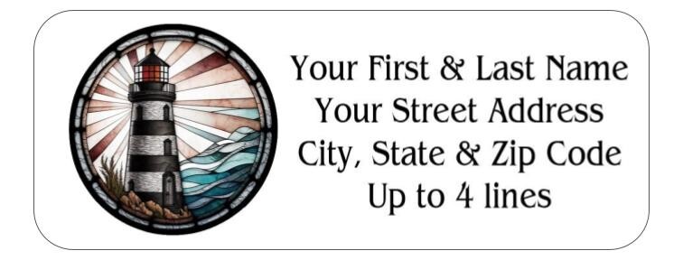 150 Lighthouse Stained Glass style  Mailing Return Address Labels Personalized