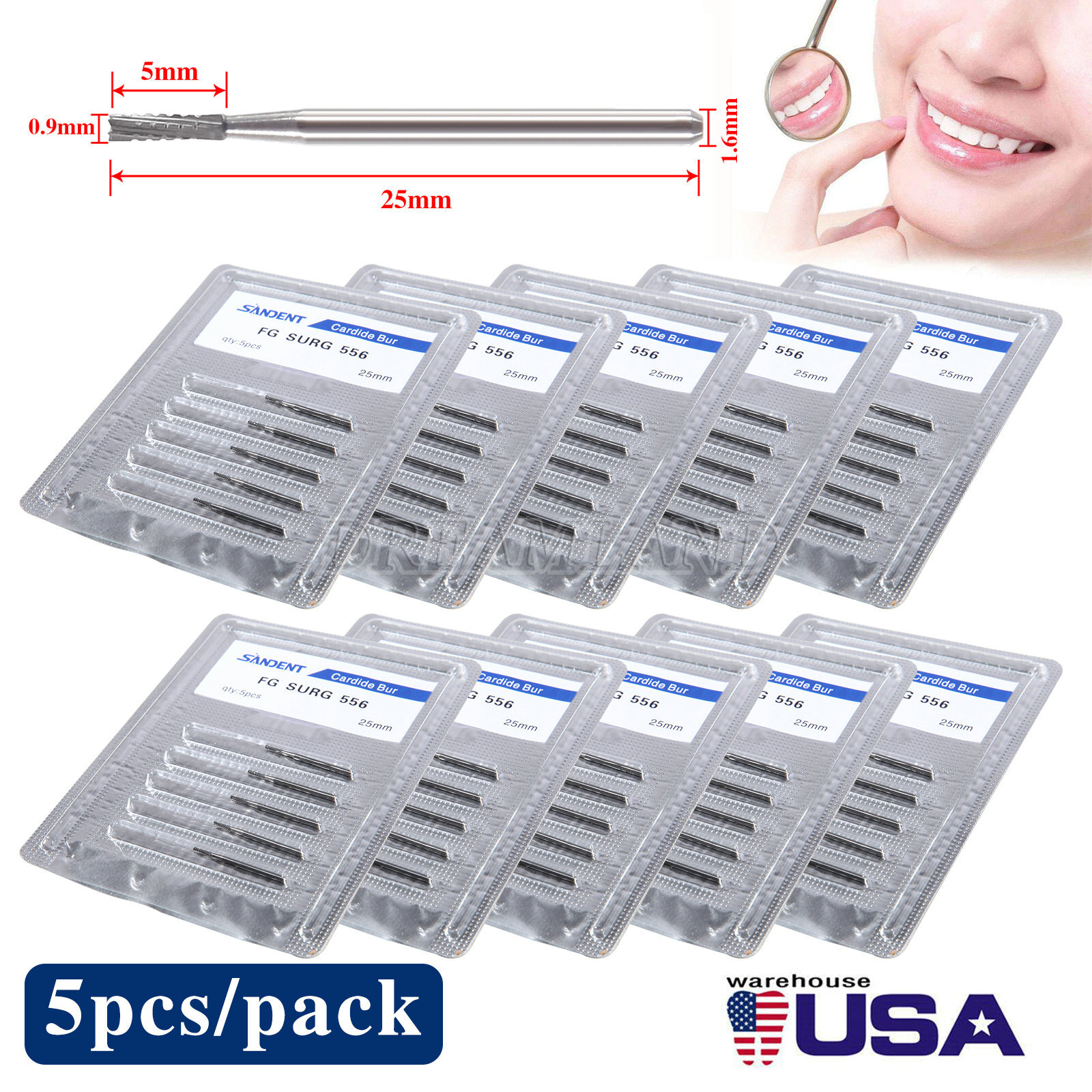 Dental Surgical Bur Long 557L 558 556 Carbide Burr 25mm High Speed