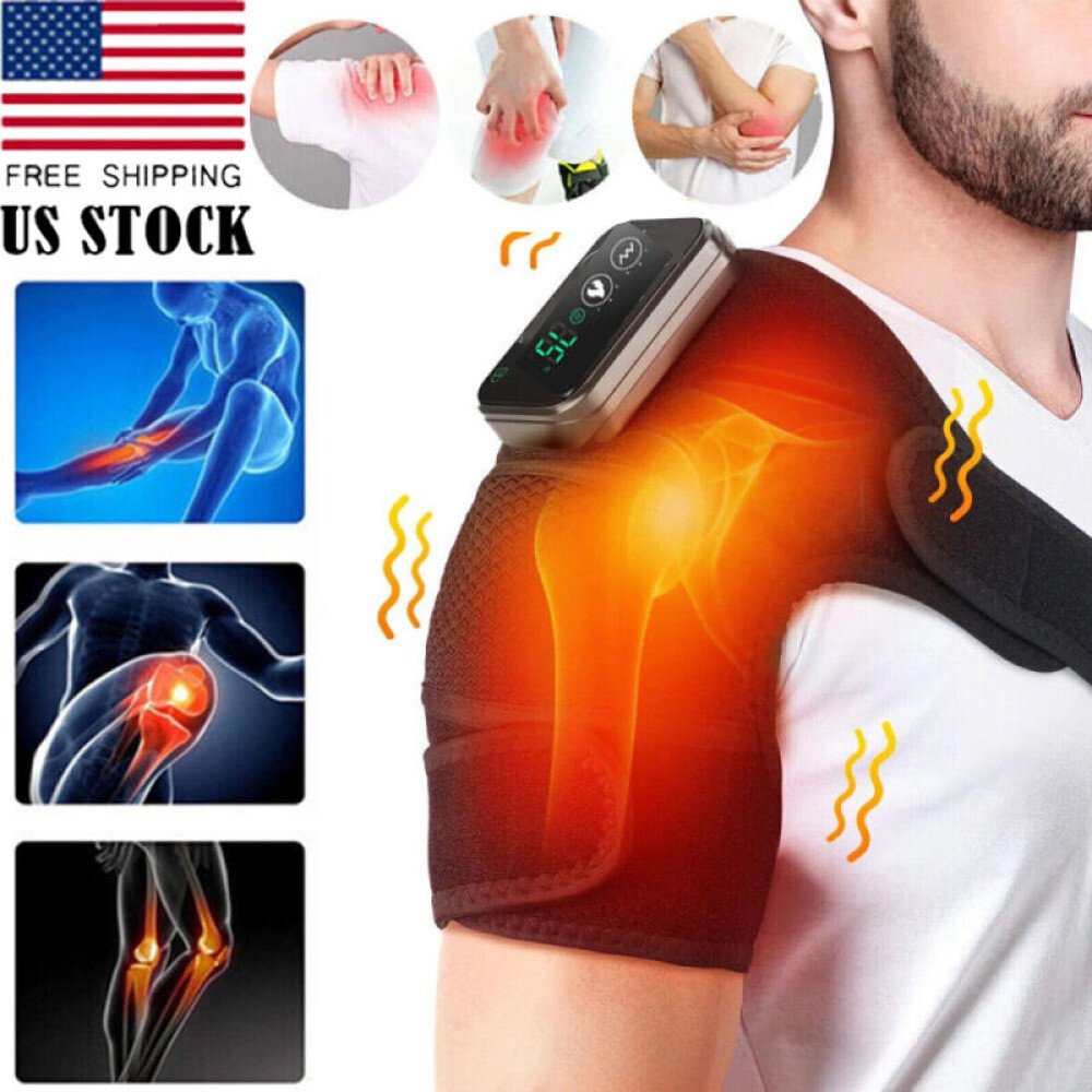 Rechargeable Heated Shoulder Brace Massage Rotator Cuff Support Compression Wrap