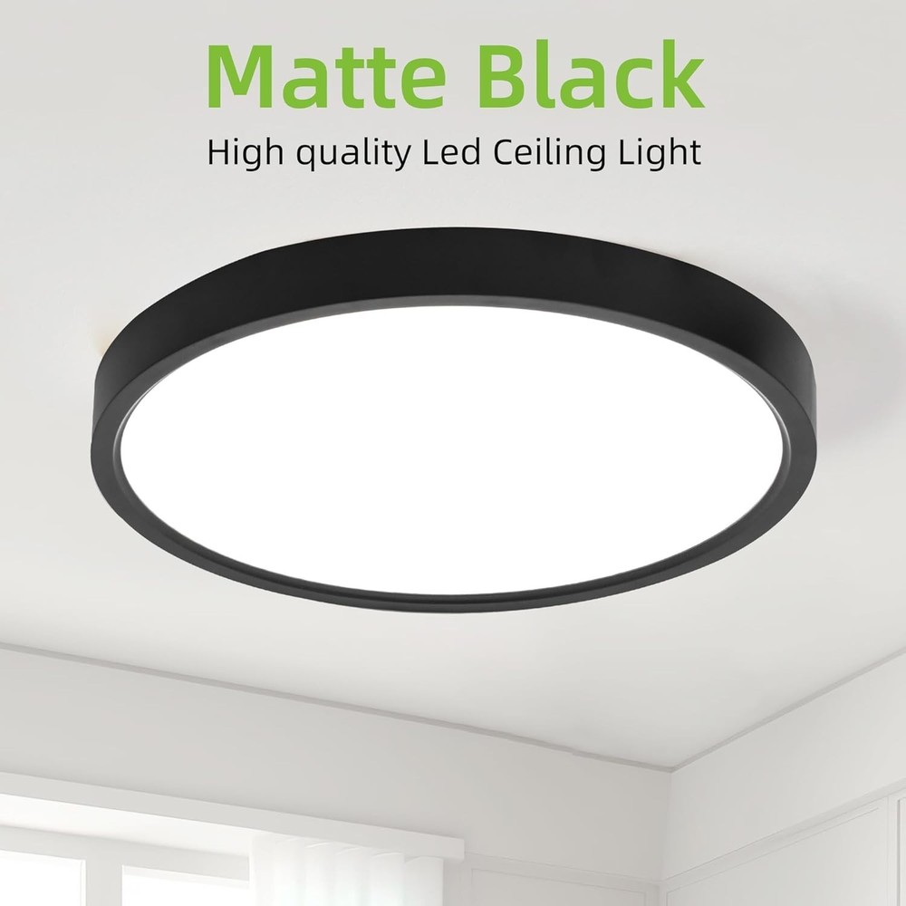 12 Inch LED Round Flat Panel Light - 3 Color Temperatures, 24W Flush Mount