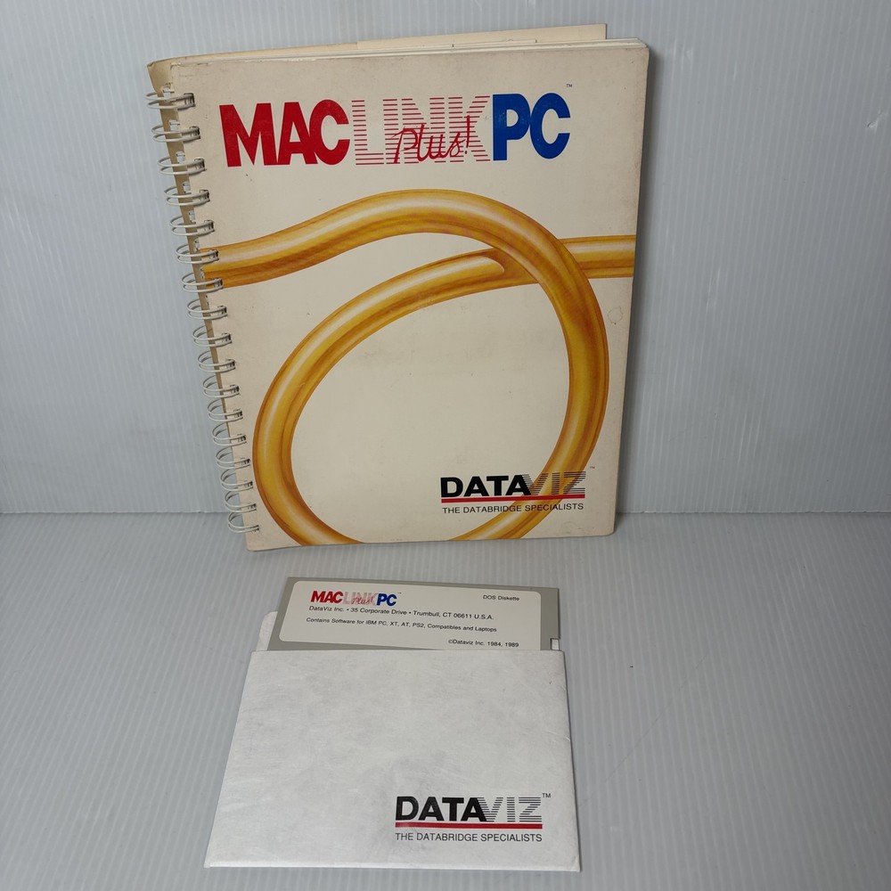 DataViz MacLink Plus PC DOS Software & Manual IBM PC XT AT PS2